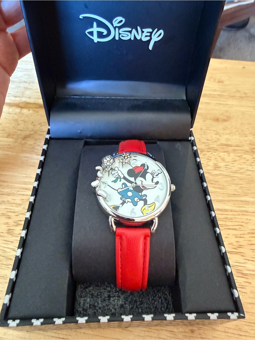 Disney Red Minnie Mouse Floral Accent Watch